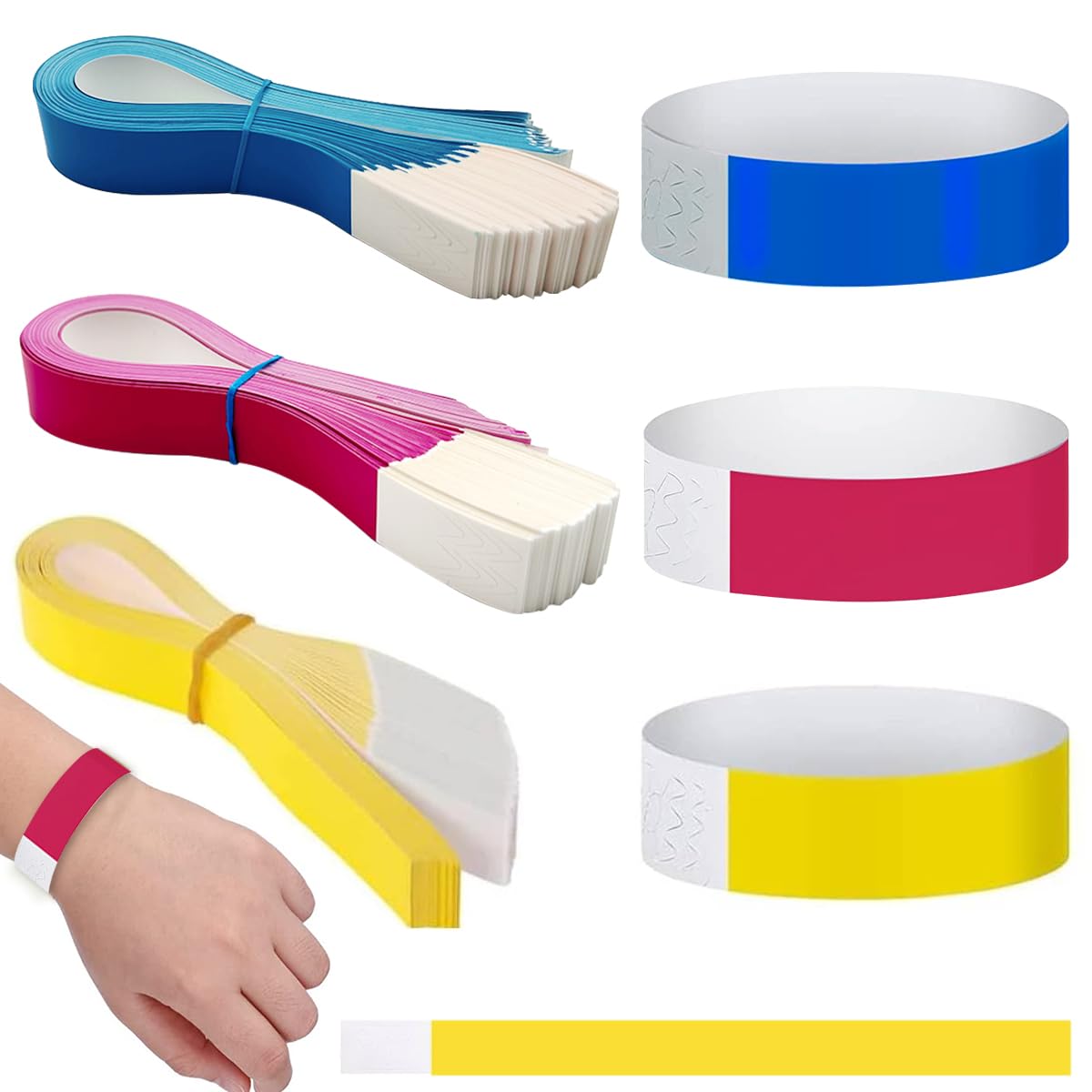 HASTHIP 300pcs Paper Wristbands Wrist Bands Dynamic Color Wrist Bands Color Wrist Band for Club, Party, Events Self Adhesive Color Wrist Loop Strip (Red, Yellow, Blue) HASTHIP 300pcs Paper Wristbands Wrist Bands Dynamic Color Wrist Bands Color Wrist Band for Club, Party, Events Self Adhesive Color Wrist Loop Strip (Red, Yellow, Blue)